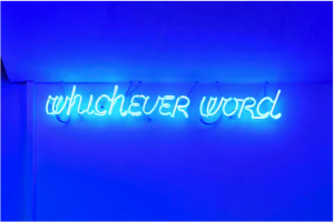 Maurizio Nannucci, Whichever word (Blue), 2012.