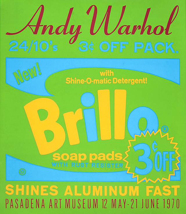 Andy Warhol, Brillo (Pasadena Art Museum), 1970. (Image courtesy of The Andy Warhol Foundation for the Visual Arts)