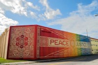 Shepard Fairey x RISK, Peace and Justice Collaboration, 2013. (mural)