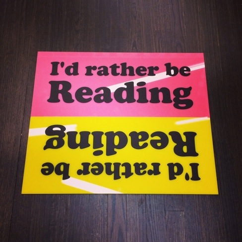 Jeremy Deller, I'd rather be reading (in pink and yellow)
