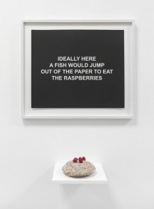 Laure Prouvost, Ideally here a fish would jump out of the paper to eat the raspberries, 2015