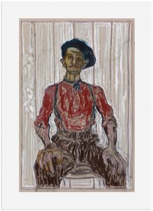 Billy Childish - Self-Portrait In Beret and Blue Scarf - 2017
