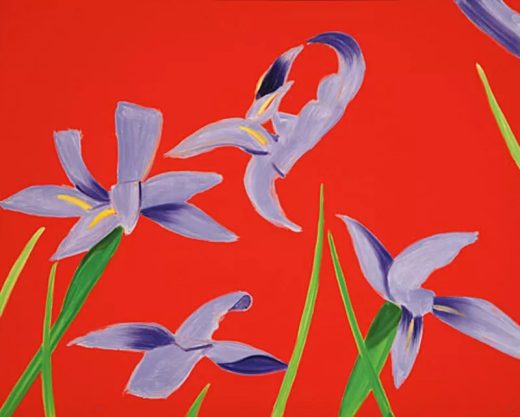 Alex Katz - Purple Irises on Red - 2023